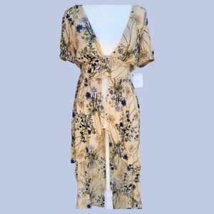 NWOT Indigo Thread Co. Beige And Blue‎ Duster/Kimona Size: S Boho Festival
